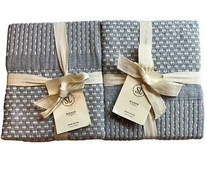 Southern Living Mason King Sham Quilted 20x36 Blue White Beige Accents set of 2 - Picture 1 of 6
