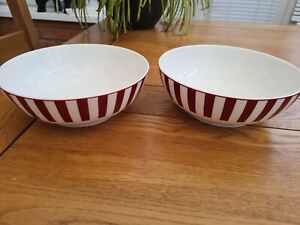 PAIR MARKS SPENCER RUBY STRIPED BOWLS DISHES