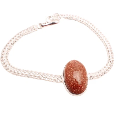 Sole IN Pietra Placcato Argento Bracciale Handmade Gioielli Regalo 9 G BR-571 - Immagine 1 di 3