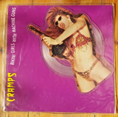 The Cramps, Bikini girls with machine guns SHAPED PICTURE DISK, Enigma, 1990, UK - Photo 1/2