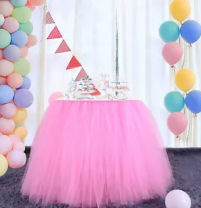 Tulle Table Skirt for Rectangle or Round Tables, Pink Tutu Table Skirt for - Picture 1 of 4