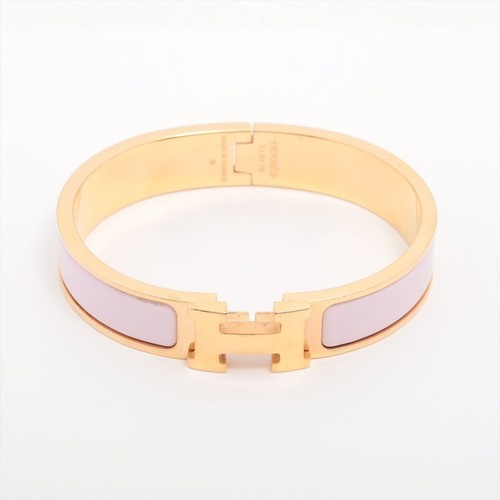 HERMÈS Bracciale Hermes Click Clack H Logo PM Oro Rosa Beige GP