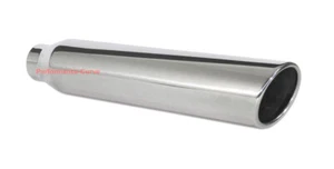 Stainless Steel Rolled Edge Exhaust Tip 2.25" Inlet - 3.5" Outlet - 18" Long - Picture 1 of 2