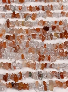 Natural Red Rutilated Quartz Nugget Pebble Irregular Beads 32" Strand - Picture 1 of 10