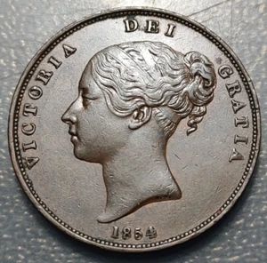 GREAT BRITAIN GRAN BRETAÑA VICTORIA 1 PENNY 1854 EBC - Imagen 1 de 2