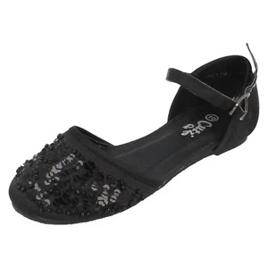 Niñas H2170 Negro Zapato de Satén Frontal Lenteminera por CUTIE Precio de Venta £4.99 - Imagen 1 de 9