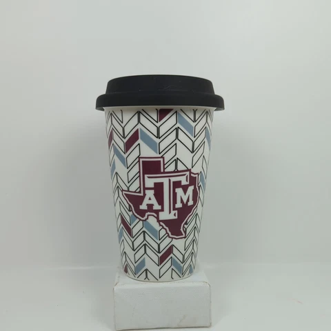 Team Sports America Texas A & M Aggies Ceramic Travel Cup 12th Man Mug Cover