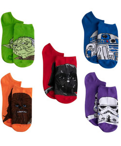 Disney Kids Boys Star Wars No Show Socks 5-Pairs Multi Size 6-8.5 2069