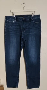 BANANA REPUBLIC Mens Size 38x34 Slim Fit Dark Wash Denim Straight Jeans 12" Rise - Picture 1 of 7