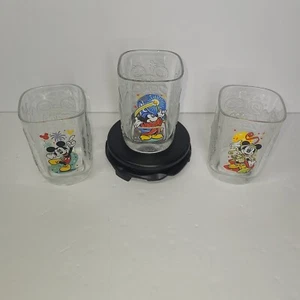 Walt Disney World 2000 McDonalds Mickey Mouse Drinking Glasses Set Of 3 - Picture 1 of 13