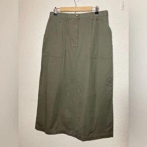 White Stag olive green maxi skirt 100% cotton size 14 slit in back - Picture 1 of 6