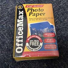 Office Max 4”x6” Glossy Photo Paper -New in Box- 100 Sheets - 225 gram 96 Bright