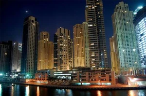 DUBAI SKYLINE AT NIGHT GLOSSY POSTER PICTURE PHOTO uae arab emirates lights 1005 - Picture 1 of 1