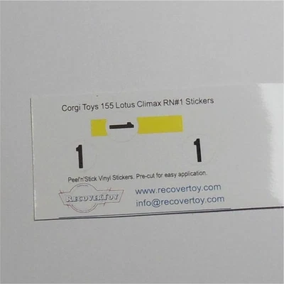 Corgi Toys  155 Lotus Climax Racing Car Stripe with RN#1 Sticker Set - Image 1 of 3