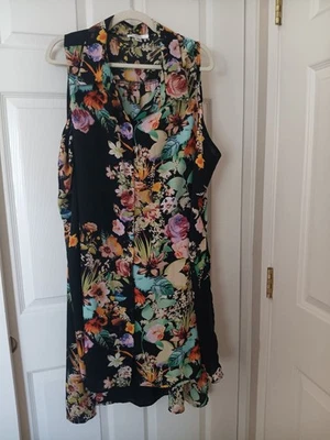 Spense женская рубашка платье 5 X цветочный высоты низкого кромки на пуговицах без рукавов  - Изображение 1 из 4