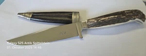 5 / Jagdmesser Hubertus Solingen, Hirschhorn Messer Trachten - Picture 1 of 7