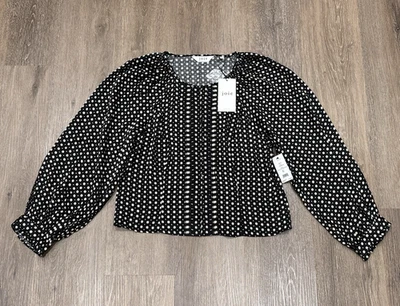 Joie блузка женщин XL черная звезда печать кнопка спереди верхний новый рекомендуемая розничная цена производителя $228 - Изображение 1 из 4