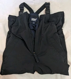 Lands End Snow Bibs Ski Pants Kids Black reinforced knees Insulated Size 4 S - Picture 1 of 6