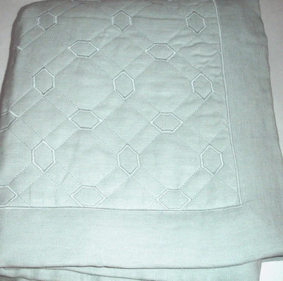 Sferra Nicola Plata Salvia Estándar Falsa Octogonal Acolchado 100% Lino Italiano Nuevo Foto 1 de 2