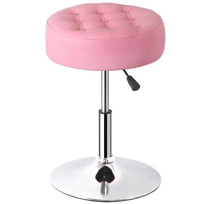 Adjustable Round Ottoman Stool Vanity Stool PU Leather Swivel Makeup Stool Pink - Image 1 of 4
