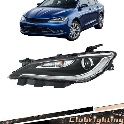For Chrysler 200 2015 2016 2017 Headlight Halogen Left w/LED DRL Chrome Trim - Изображение 1 из 4