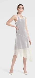 DKNY Women Dress White Maxi Sleeveless Mesh Lightweight Stretch XS,S #N7 - Picture 1 of 2
