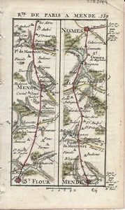Antique map, Road: Saint-Flour to Nimes. 1774, Guide Royal par L Denis - Picture 1 of 1