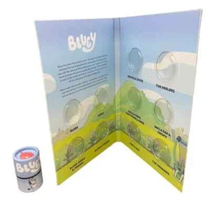 Bluey 10-Coin SEALED Tube of $1 & Official Folder Set + Chance of Colored Coin - Foto 1 di 2