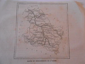 Gravure 1883 - Petite carte du Dpt de l'Yonne - Picture 1 of 1
