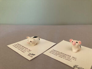 Hagen-Renaker Miniature Ceramic Pig Figurine Tiny Piglets Sitting & Standing Set
