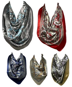Paisley Print Women’s Silk Feel Square Fashion Hair Scarf Sleeping Headscarf - Picture 1 of 13