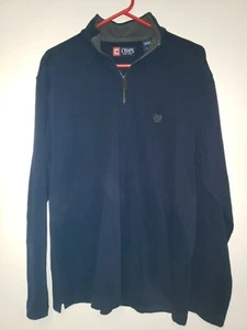 NEW CHAPS MEN SIZE LRG 100% COTTON Blue 1/4 ZIP SWEATER  - Picture 1 of 3