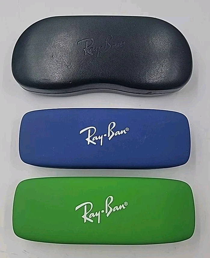 Lot Of 3 Empty Used Ray Ban Sunglass Cases Black/Green/Blue VG Condition  Foto 1 de 4