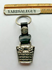 Vintage Brighton Key Ring Tote Purse Keychain Fob Silver Leather Loop Strap Keys