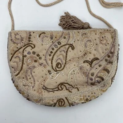 Bolso de mano pequeño con patrón de cachemira con cuentas 10" x 6" Foto 1 de 4