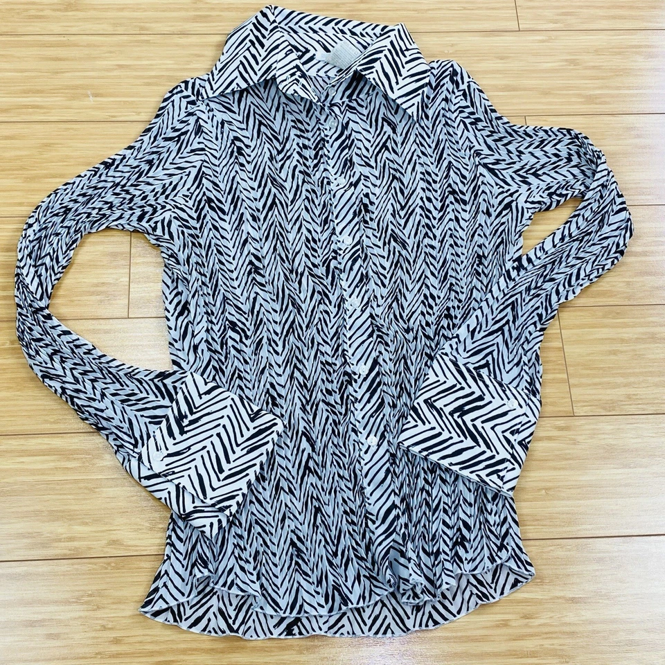 Blusa Camisa Top Nara Camicie Italiana Arrugada Cebra Blanca Negra Talla 5 X-Grande Foto 1 de 4