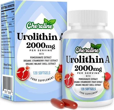 CHEROLINE Urolithin a Supplement 2000Mg - 120 Softgels 60-Day Supply - Enhanced With