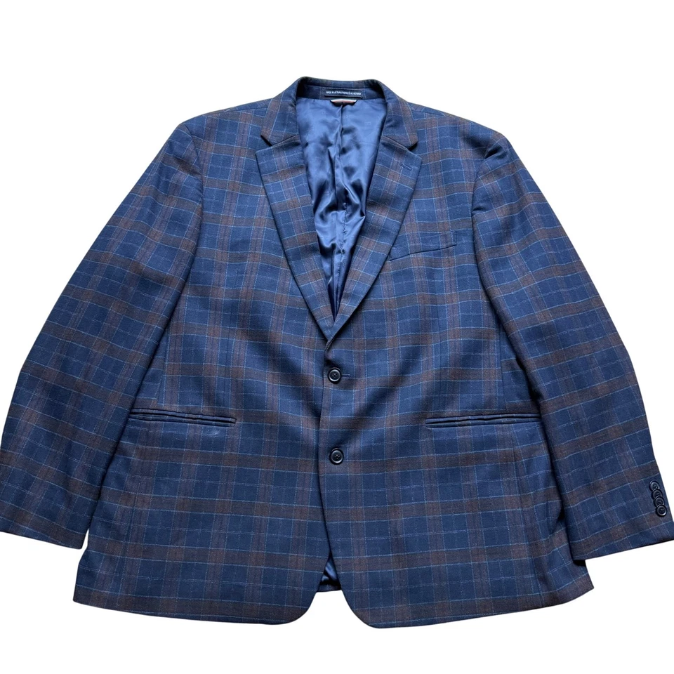 Abrigo Blazer Chaqueta Tommy Hilfiger Para Hombres Talla 48R Azul Marino y Marrón a Cuadros Informal Deportivo Foto 1 de 4