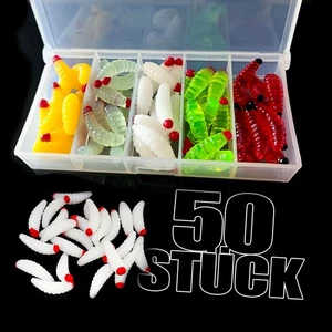 50x künstliche Bienenmaden BOX Set | 5 Farben | Forellenköder Angelzubehör - Bild 1 von 2