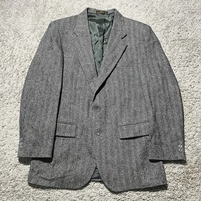 Chaqueta Blazer Abrigo Deportivo Barrington 40R Gris Espiga Tweed Lana Para Hombre Años 80 Foto 1 de 4