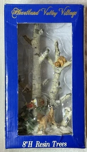 Heartland Valley Village Christmas Village Resin Birch Tree Cat Dog 8” VG+ - Picture 1 of 5