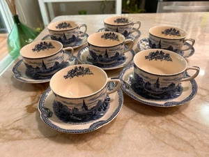 7 juegos de castillos Johnson Bros Old Britain - azul - Imagen 1 de 12