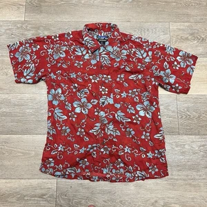 Patagonia Pataloha Shirt Mens Medium Red Blue Floral Hawaiian Button Up Cotton - Picture 1 of 9