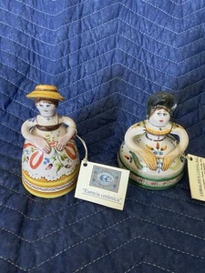 Vtg Spanish Bell Lady Folk Art Pottery Hand Painted Glaze Signed Cobalto Y Cobre - Picture 1 of 14