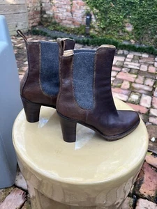 BRUNELLO CUCINELLI BROWN CHELSEA BOOTS BOOTIES HEELS SIZE 38 - Picture 1 of 7