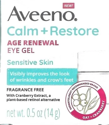 Gel de ojos Aveeno Calm + Restore Age Renewal para piel sensible 0,5 oz/14 g - NUEVO Foto 1 de 4