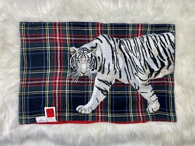 Williams Sonoma Home Embroidered Tartan Plaid TIGER Pillow Cover NEW! *HTF* - Image 1 of 4