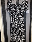 George Black And White Badot Sleeve Shirt Dress Button Up Floral Size 14