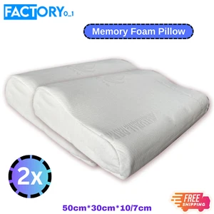 Luxurious Memory Foam Pillow for Ultimate Comfort Neck 50cm*30cm*10/7cm White - Picture 1 of 13