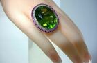 Vintage Style Lab Created Peridot Ruby &CZ Her 935 Argentium Silver Gift Ring